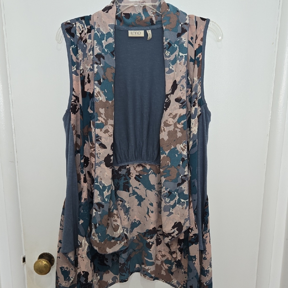 LOGO by Lori Goldstein Multicolor Sleeveless Flowy Tunic Vest